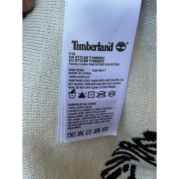 NEW Timberland Black White Knit Logo Scarf Winter Cold Weather Accessory Unisex - Picture 4 of 8